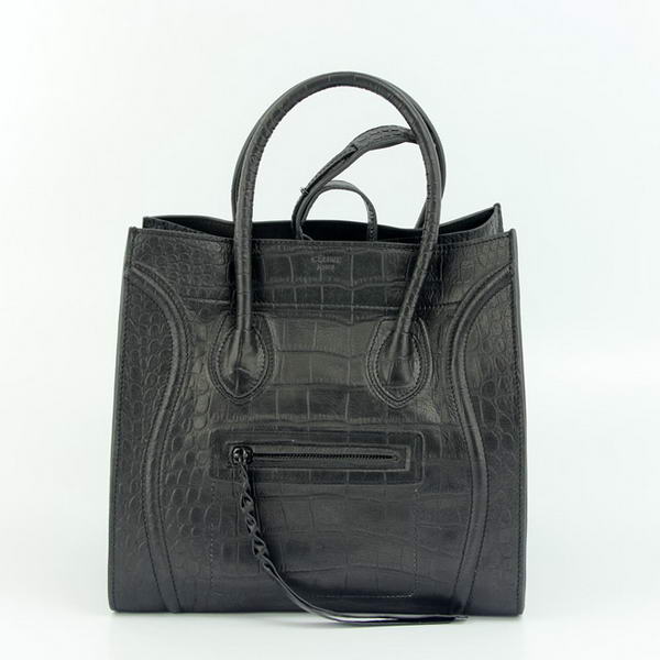 Celine Luggage Phantom Square Bags Crocodile Leather 80078 Black