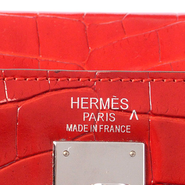 Hermes kelly 32CM Crocodile leather in Light Flame with Silver hardware