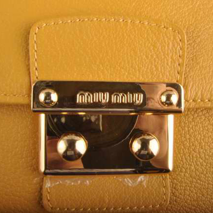 Miu Miu Tote Handbags Calf Leather 7430 Yellow