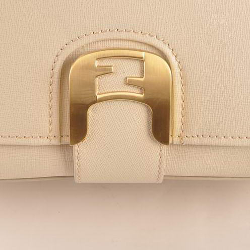 Fendi Chameleon Classic Saffiiano Leather Medium Shoulder Bag 2539 White