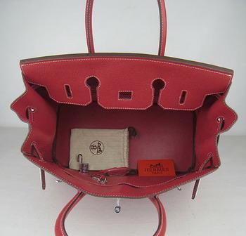 Hermes 35CM Red Cowhells Stripe (silver)