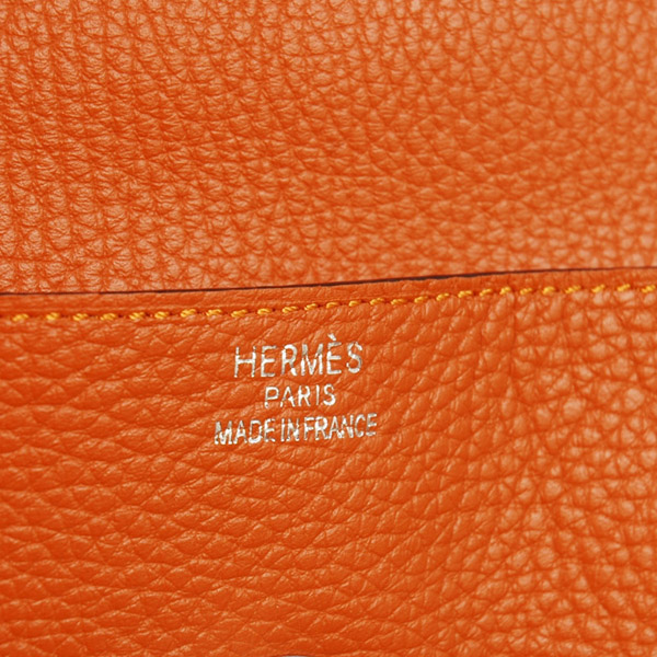 Hermes Lindy Bag 34 clemence leather in Orange with Silver hardware