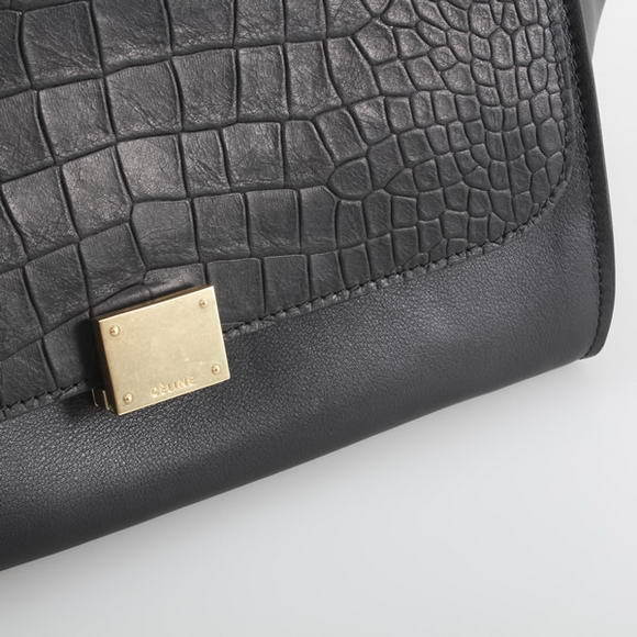 Celine Trapeze Bags in Croco Black