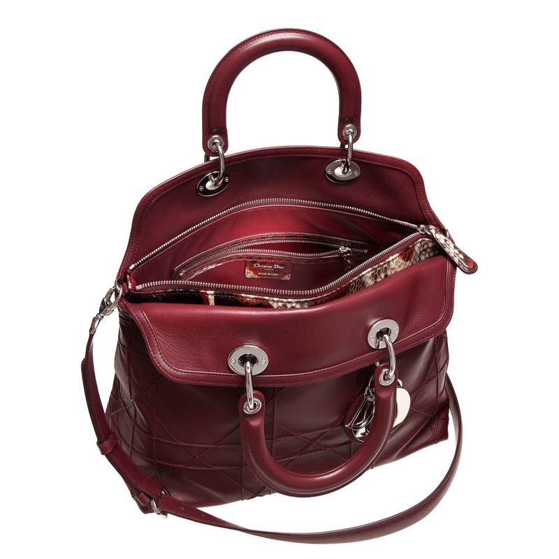 Vine-coloured leather and python-skin 'Granville' bag