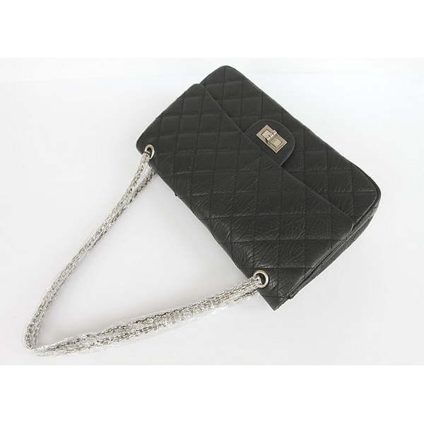 Chanel Flap Bag Quilted Black Leather with Silver Chain 48102