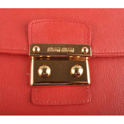 Miu Miu Tote Handbags Calf Leather 7430 Red