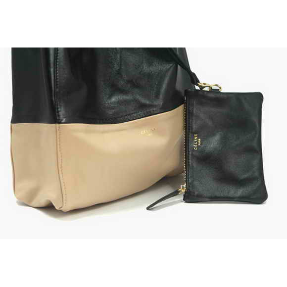 Celine New Lambskin Handbags 8823 Apricot Black