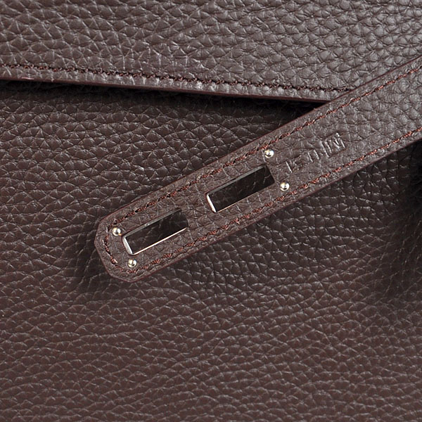 Hermes Kelly Briefcase Bag clemence leather in Dark Brown