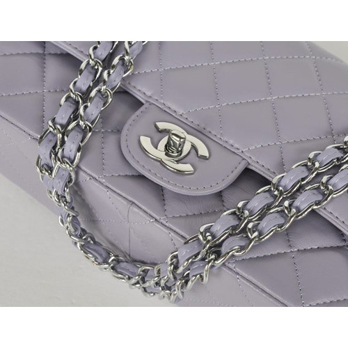 Chanel Flap Bag Silver Chain Rice 1113 light purple