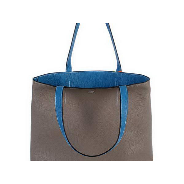 Hermes Shopping Bag 37CM Totes Clemence Leather Blue