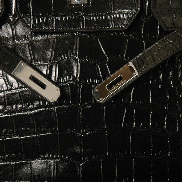 Hermes Birkin 40CM Crocodile stripes leather in Black with Silver hardware