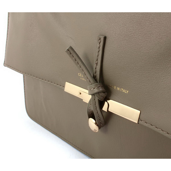 Celine Clasp Shoulder Bag Calfskin Gray