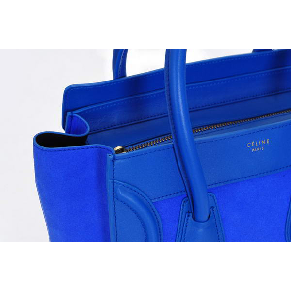 Celine Luggage Boston Tote Bag Ferrari&Suede Leather Blue