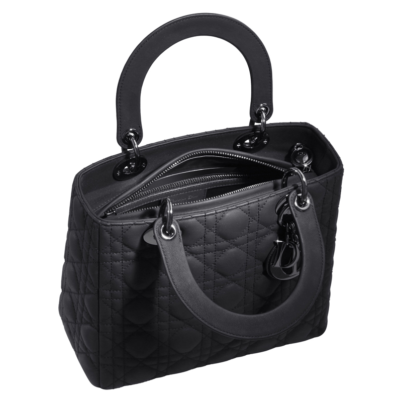 Black matt leather Lady Dior bag