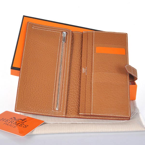 Hermes 2 flod original clemence leather wallet in Camel