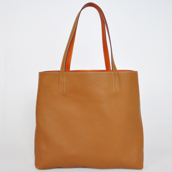 Hermes shopping bag clemence leather in Orange/Camel