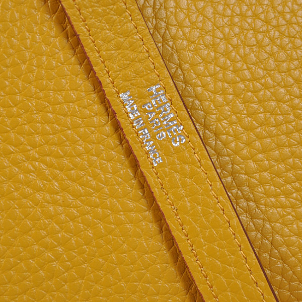 Hermes Kelly 32CM clemence leather in Yellow with Silver hardware