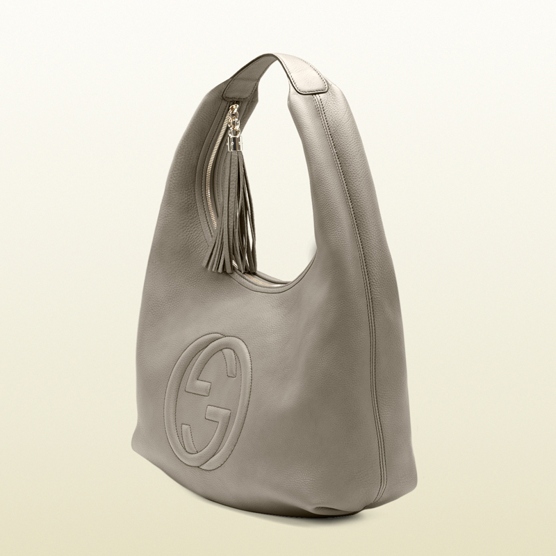 gucci soho fango color leather hobo