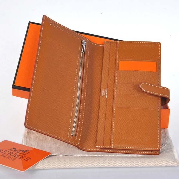 Hermes 2 flod original leather wallet in Camel