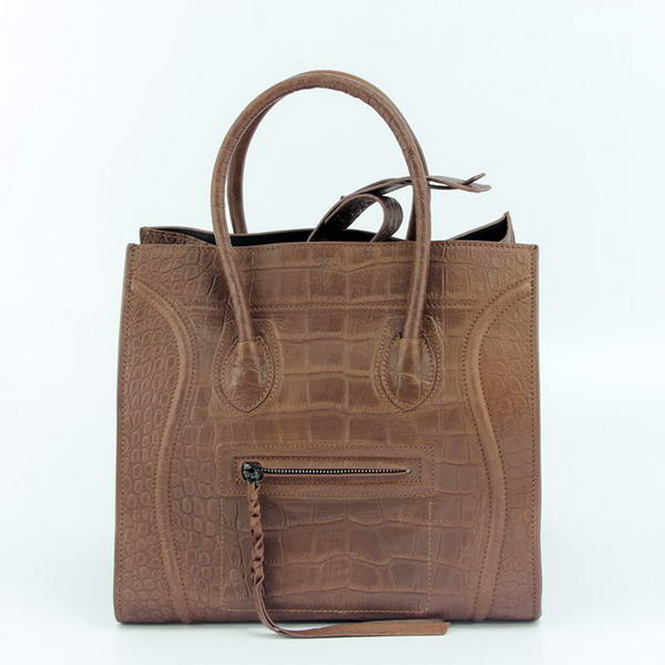 Celine Luggage Phantom Square Bags Crocodile Leather 80078 Brown