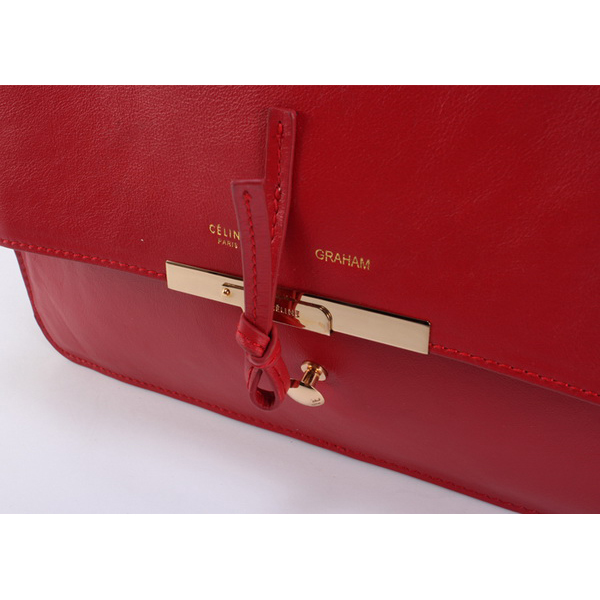 Celine Clasp Shoulder Bag Calfskin Red - Top quality trade