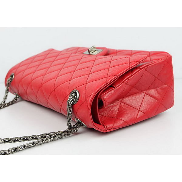 Chanel Flap Bag Quilted Red Leather with Silver Chain