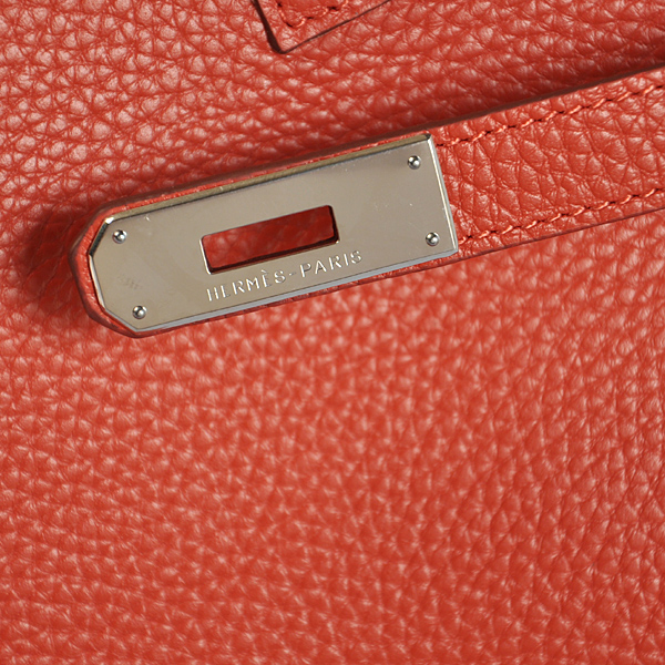 Hermes Birkin 35CM clemence leather in Cuckoo red with Silver hardware