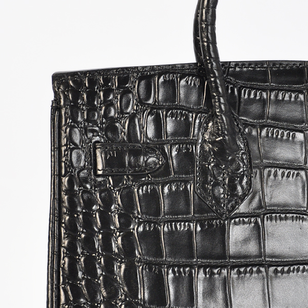 Hermes Birkin 30CM Crocodile stripes leather in Black with Silver hardware