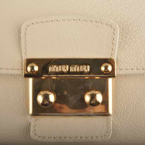 Miu Miu Tote Handbags Calf Leather 7430 Beige