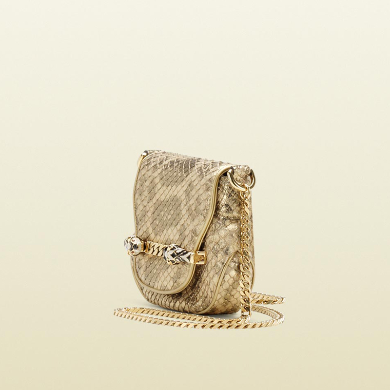 Gucci tigrette shoulder bag with tiger head and chain detail