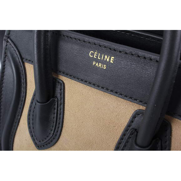 Celine Luggage Bags Mini in Suede Black Apricot