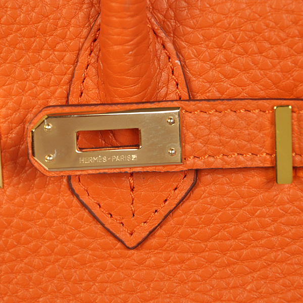 Hermes Birkin 25CM clemence leather in Orange with Gold hardware