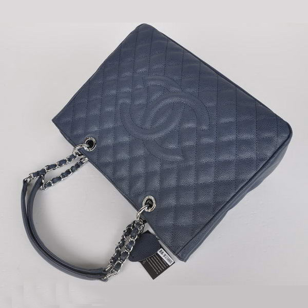 Chanel A50995 Royalblue Caviar Leather Shoulder Bag Silver