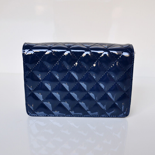 Chanel A33800 Flap Shoulder Bag Patent Leather Blue