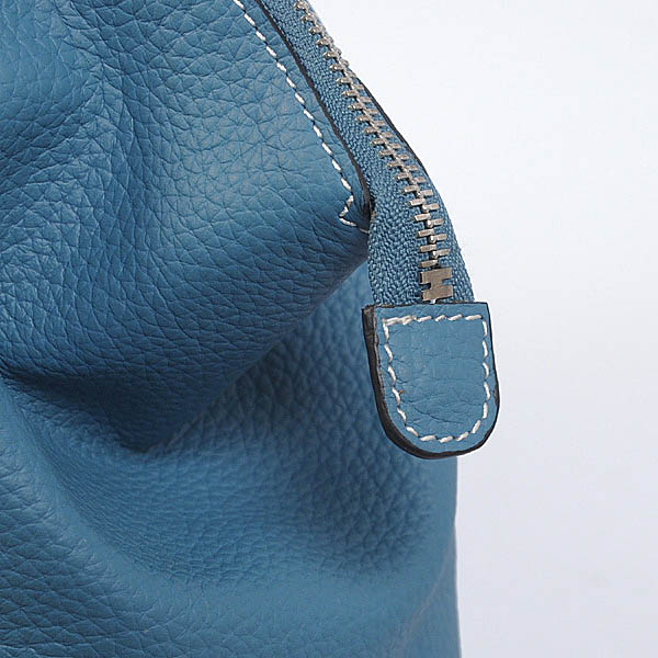 Hermes 37cm paris bombay clemence leather in Medium Blue