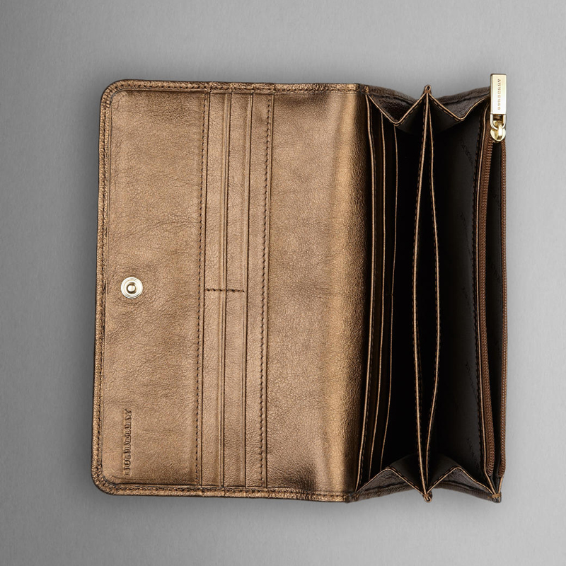 Haymarket Check Metallic Leather Continental Wallet