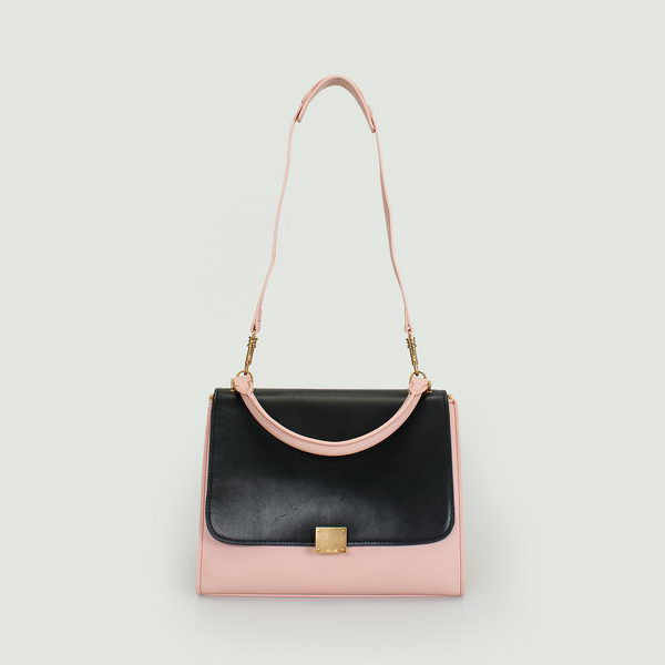 Celine Trapeze Bags Calfskin&Suede Black&Pink&Apircot