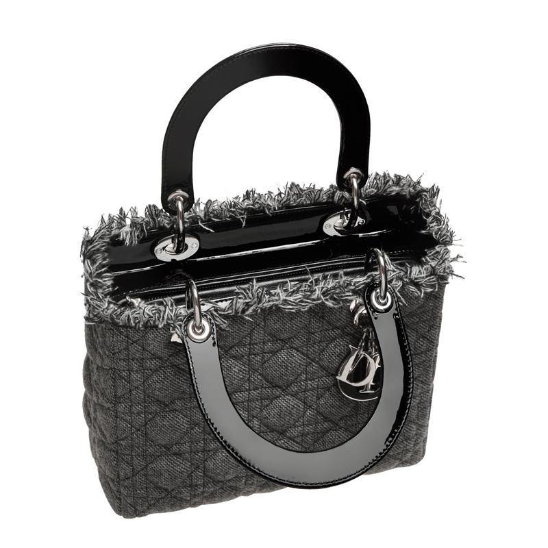 Black and white tweed Lady Dior bag