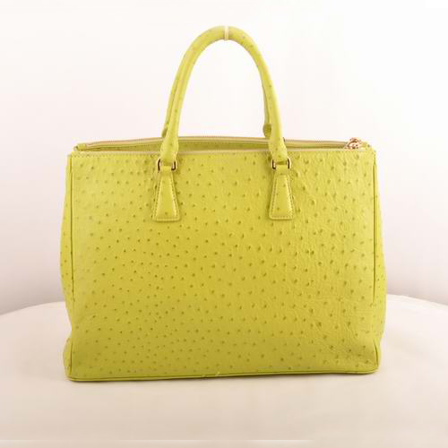 Prada Maxi Ostrich Leather Tote Bag Lemon