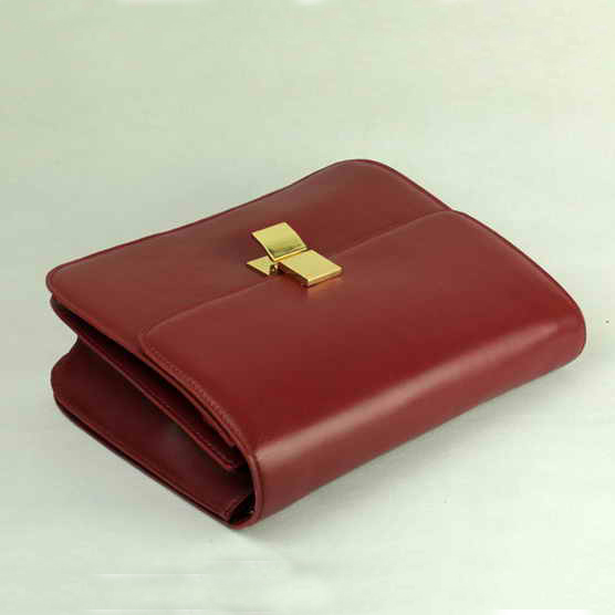 Celine Classic Leather Shoulder Flap Bag 80088 Maroon