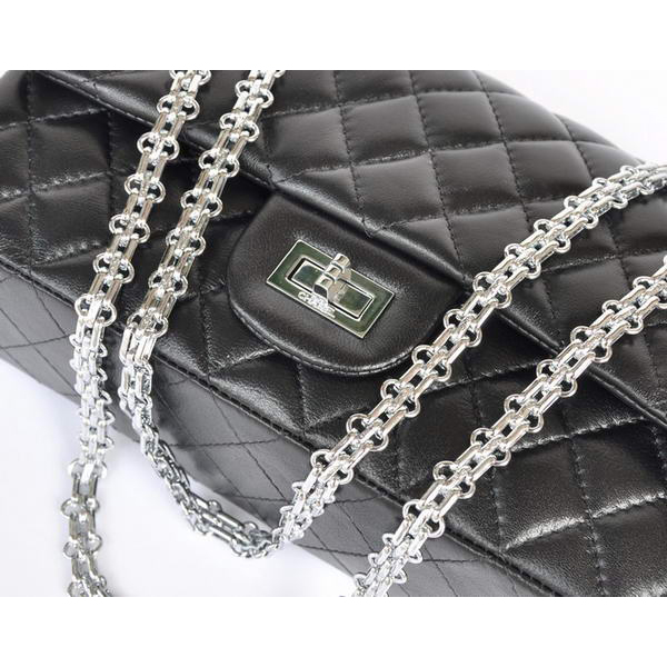 Chanel 1122 Classic Black Sheepskin Flap Bag Silver Hardware