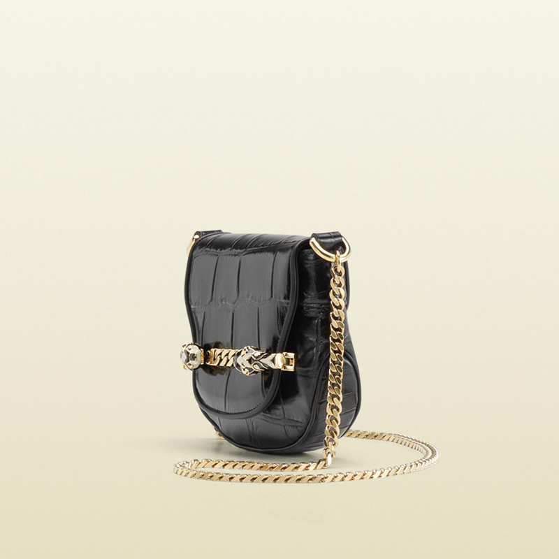 Gucci tigrette shoulder bag with tiger head and chain detail