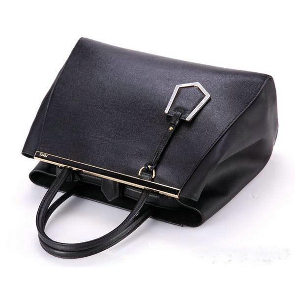 Fendi Fall Winter 2012 2Jours Black Original Leather Tote Bag F001