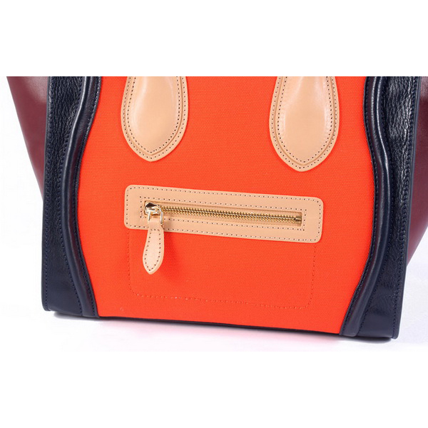 Celine Luggage Medium Handbags Orange Black Maroon