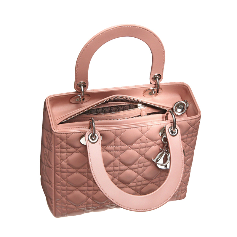 Rosewood leather 'Lady Dior' bag