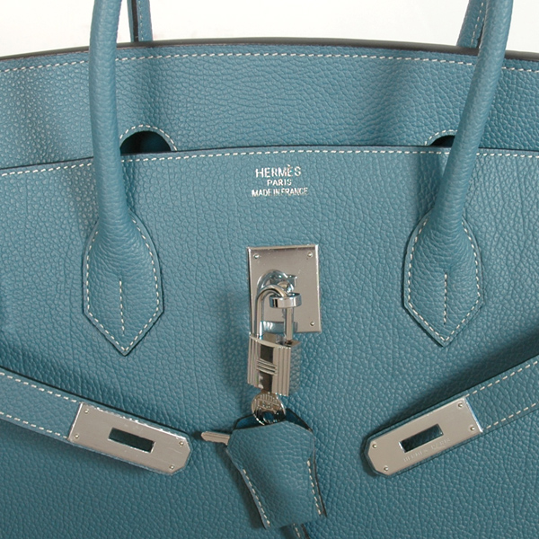 Hermes Birkin togo leather 40CM togo in Medium Blue with Silver hardware