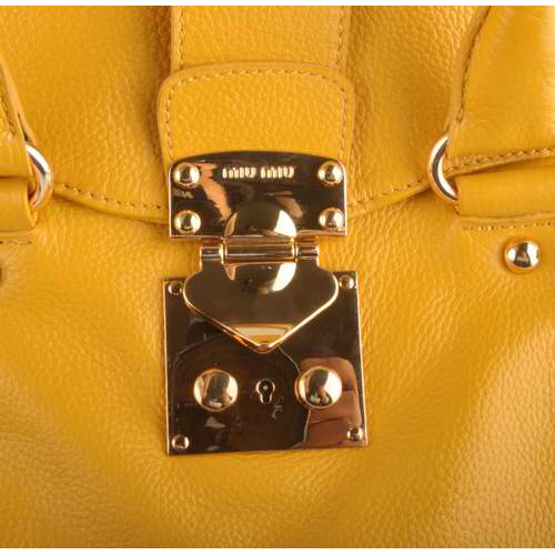 Miu Miu Calf Leather Tote Bags 90331 Yellow