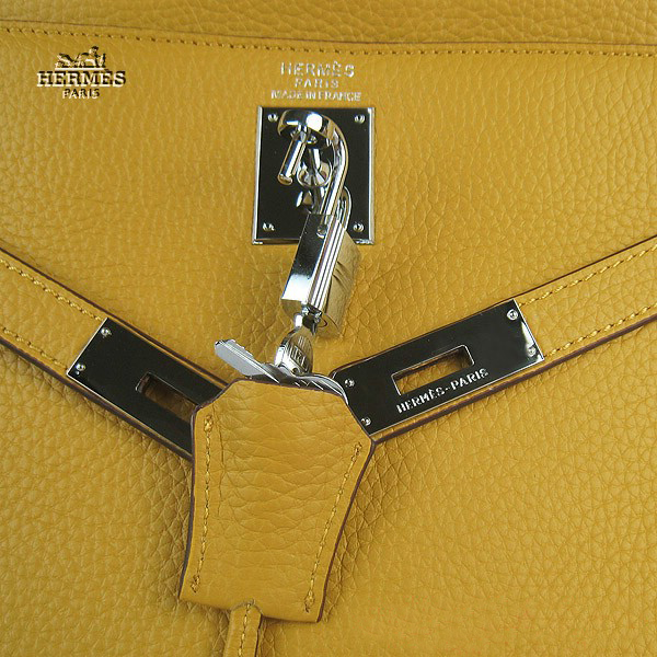 Hermes Kelly 35cm Togo Leather Bag Yellow 6308 Silver Hardware