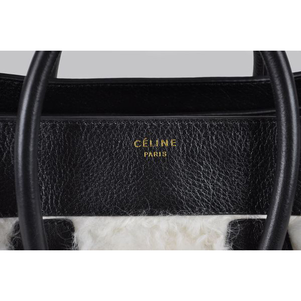 Celine Luggage Juboo Woman Handbag Black with Rabbit Hair