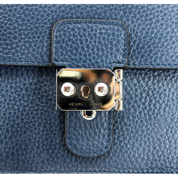 Hermes Jet Pochette Clutch Bag Clemence Leather Dark Blue